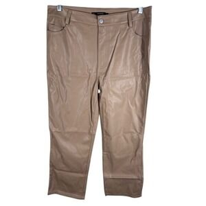 Hesperus Faux Leather Pants Womens 11 Tan Beige High Rise Straight Leg‎ HP4707